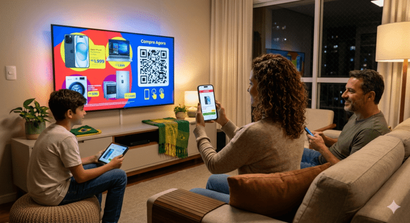 Publicidade CTV no Brasil: tela grande com dados de performance e conversão em tempo real