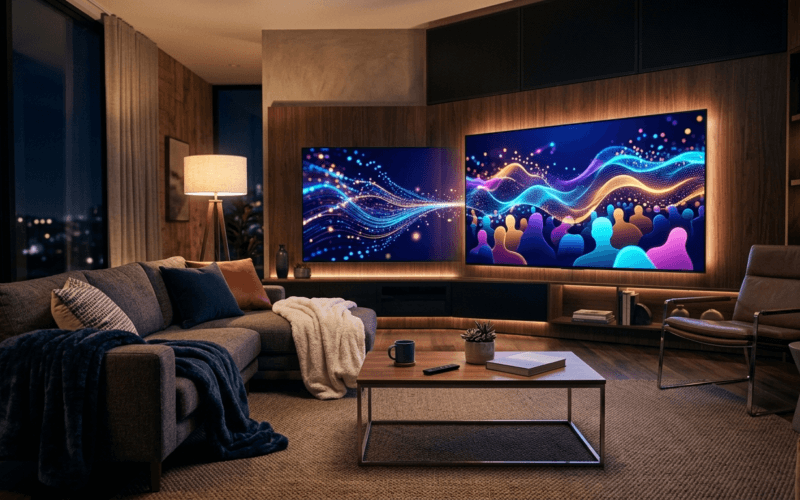 ráfico de brand lift em CTV com Smart TV ao fundo