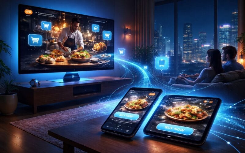 TV conectada em ambiente doméstico representando a CTV como motor de decisão