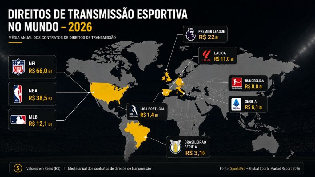 Comparativo dos valores dos valores de direitos esportivos no mundo